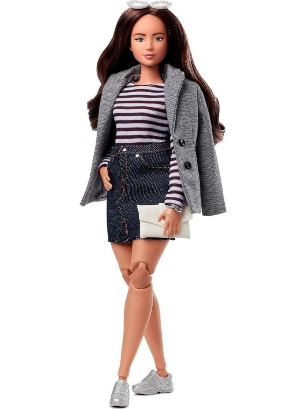 Curvy Fashion Doll & Clothing Set with 2 Tops, Skirt, Pants, Coat, Shoes